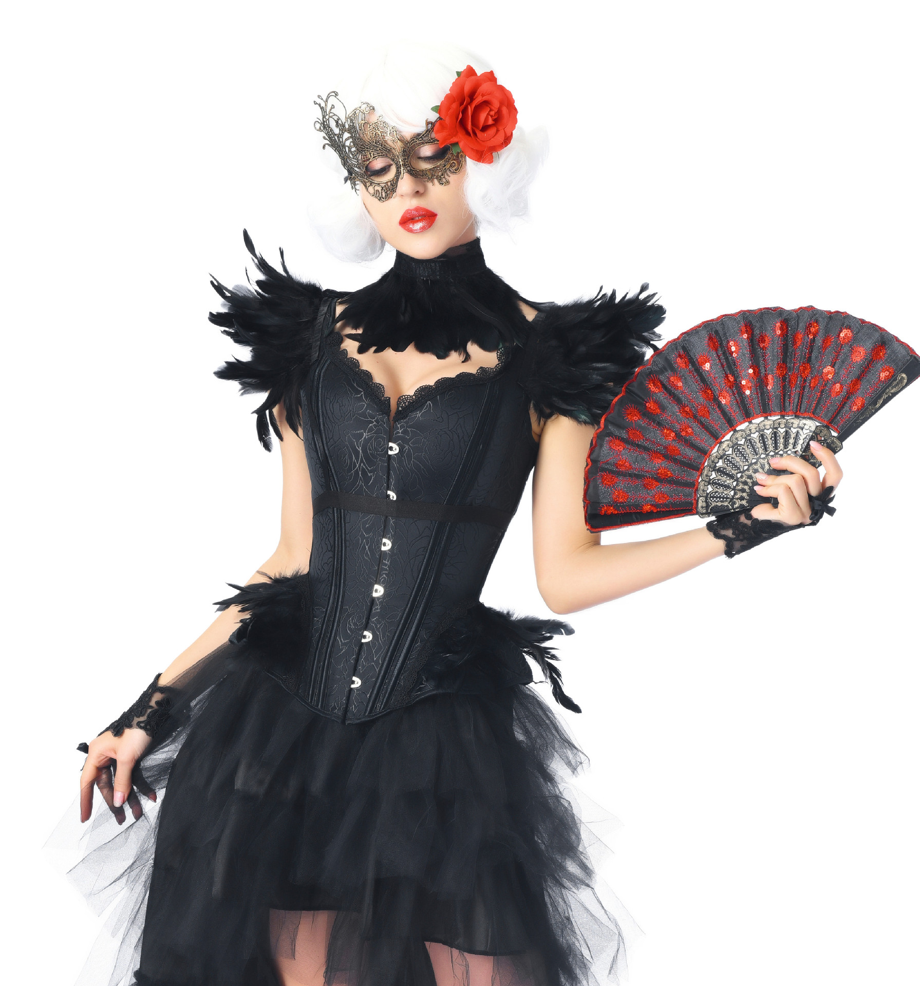 富贵高端化妆舞会欧美英伦风宴会晚会晚装聚会神秘女神服饰6件套