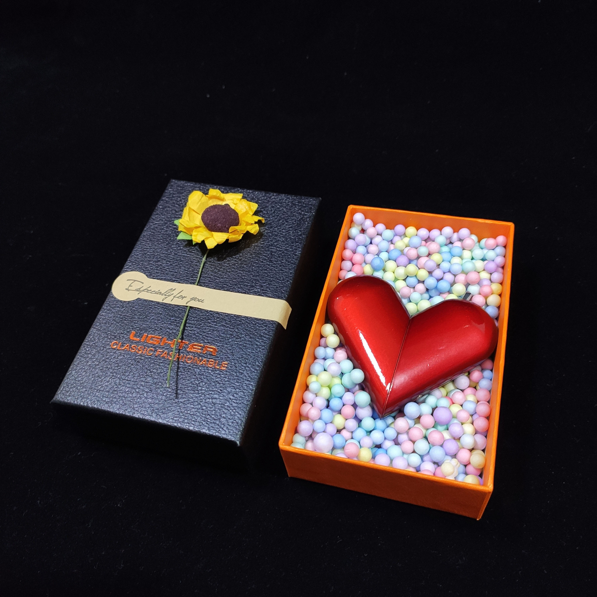 爱心打火机心型创意情侣充气打火机金属明火男女士可折叠个性送礼