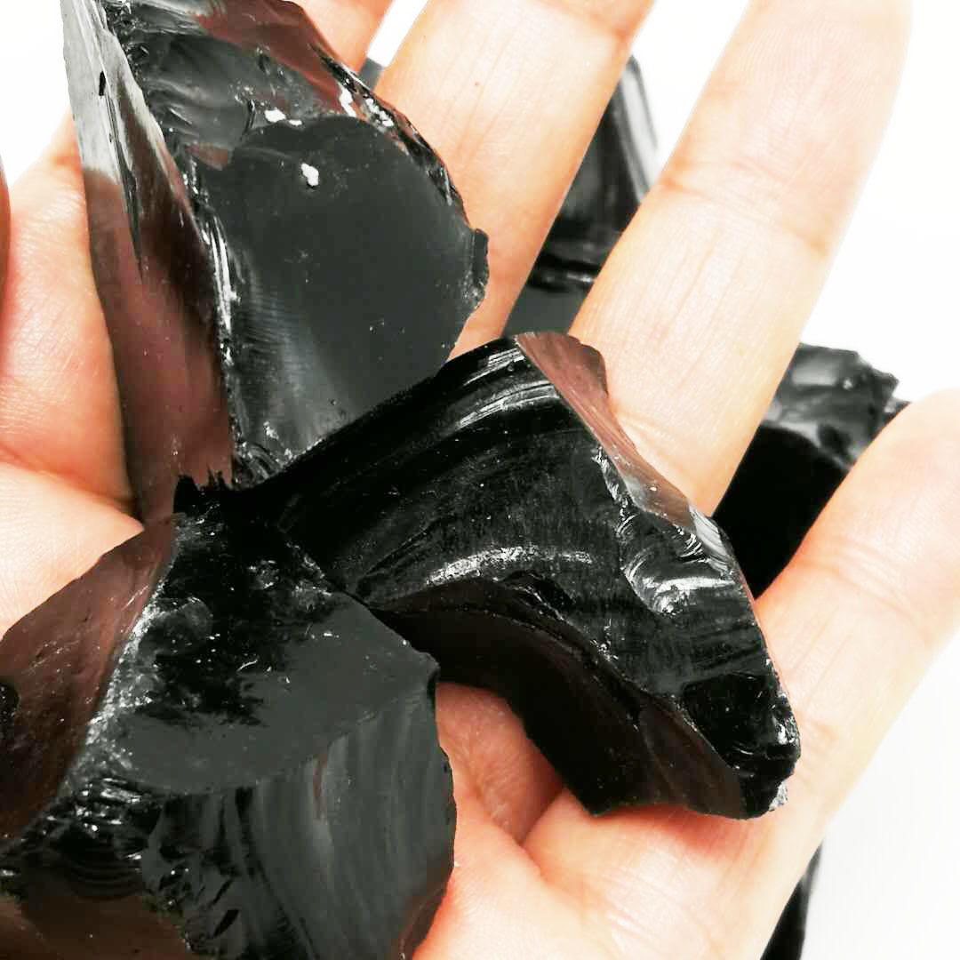 天然黑曜石原石 水晶原矿石雕刻料 3-5厘米 薰香扩香石批发