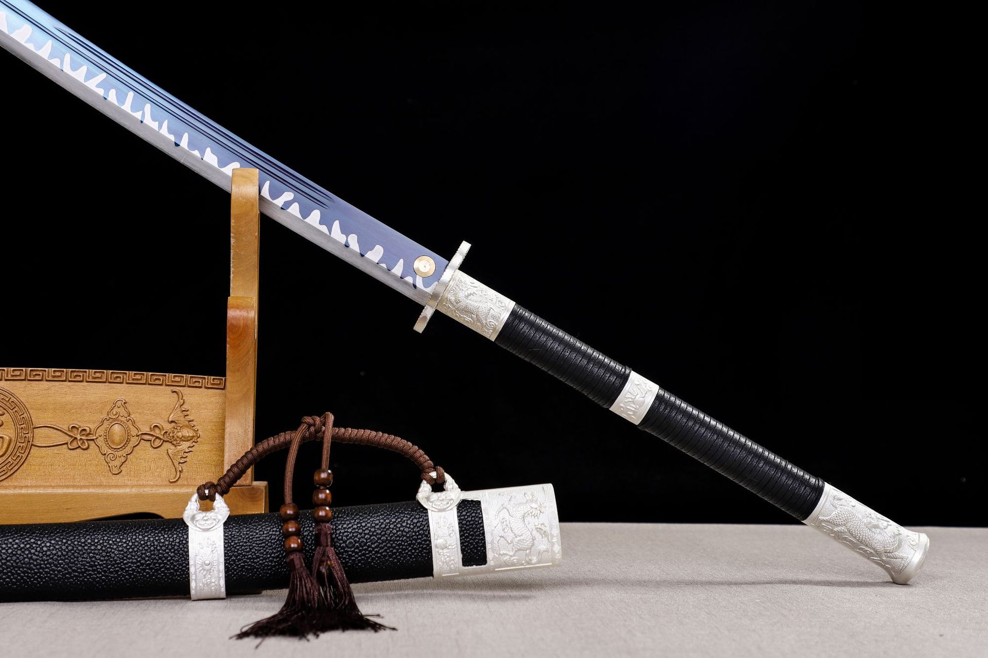 龙泉刀剑高锰钢防身一体康熙战刀手工传统双手刀镇宅宝剑未开刃