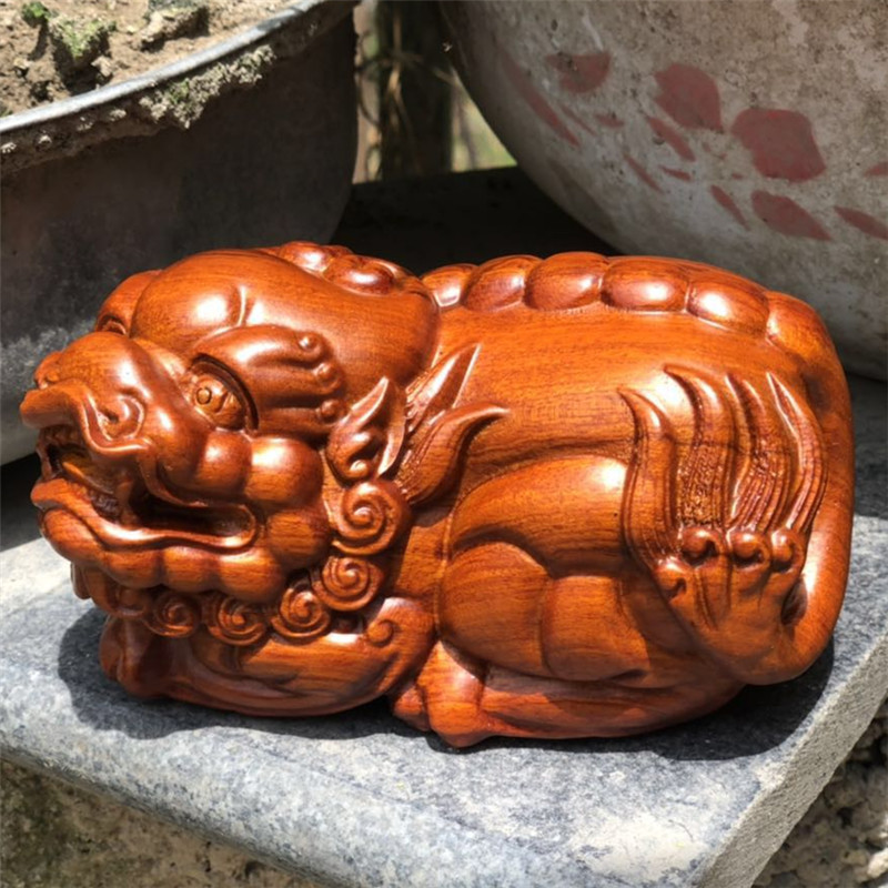 仙游木雕摆件 巴西花梨木新款黑檀貔貅 红木工艺品摆件