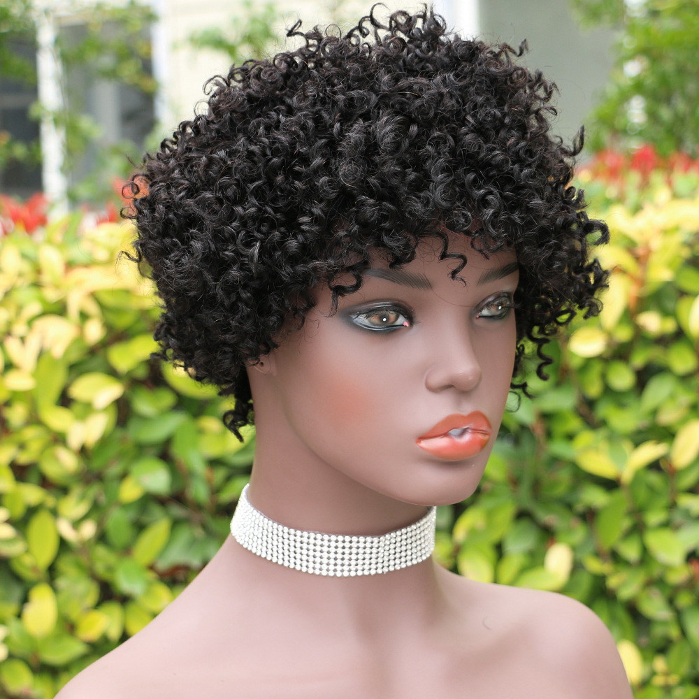 外贸非洲式发型假发扭结的卷曲的假发非洲女假发真人发小卷假发