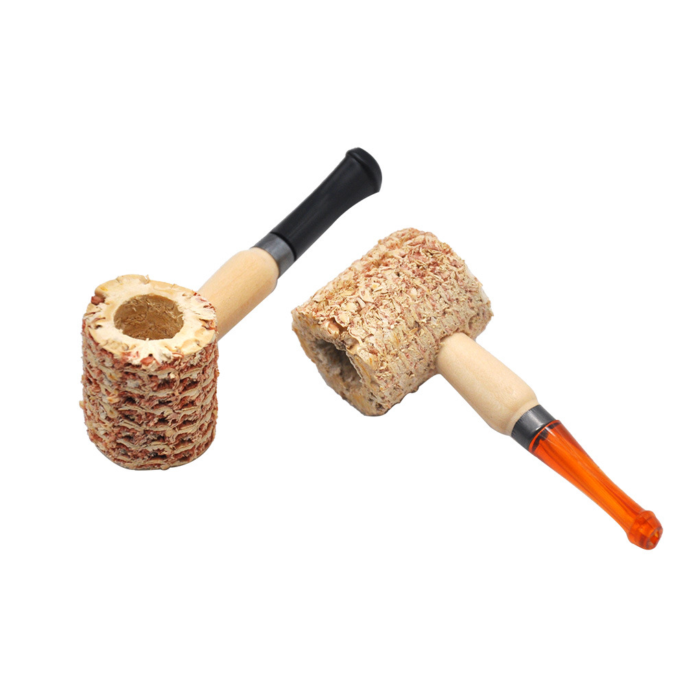 直弯式经典玉米芯造型烟斗 便携式 小锤子硅胶烟斗 带滤嘴pipe