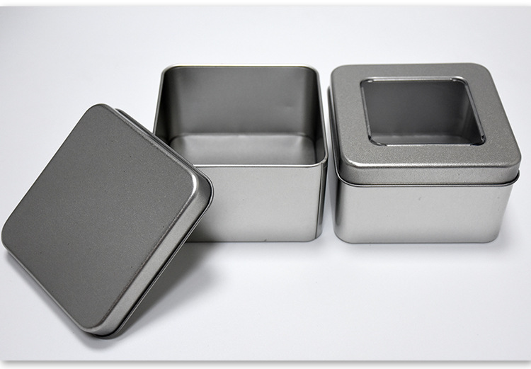 20年五金制罐 通用正方形磨砂铁手表盒无图案银色金属包装盒定制
