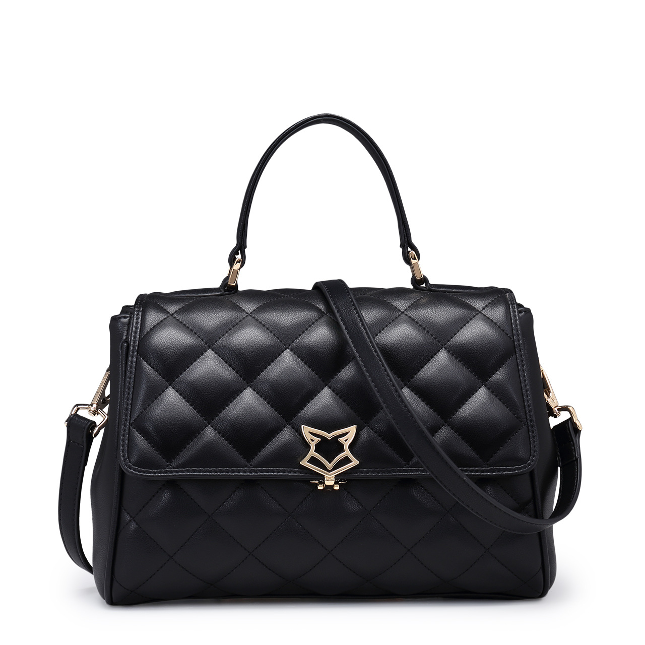 foxer/金狐狸新款女包手提包单肩斜挎女士包包菱格包潮流牛皮