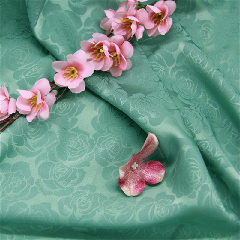 玫瑰花暗纹提花面料 高档仿真丝缎面提花布 汉服古风旗袍服装布料
