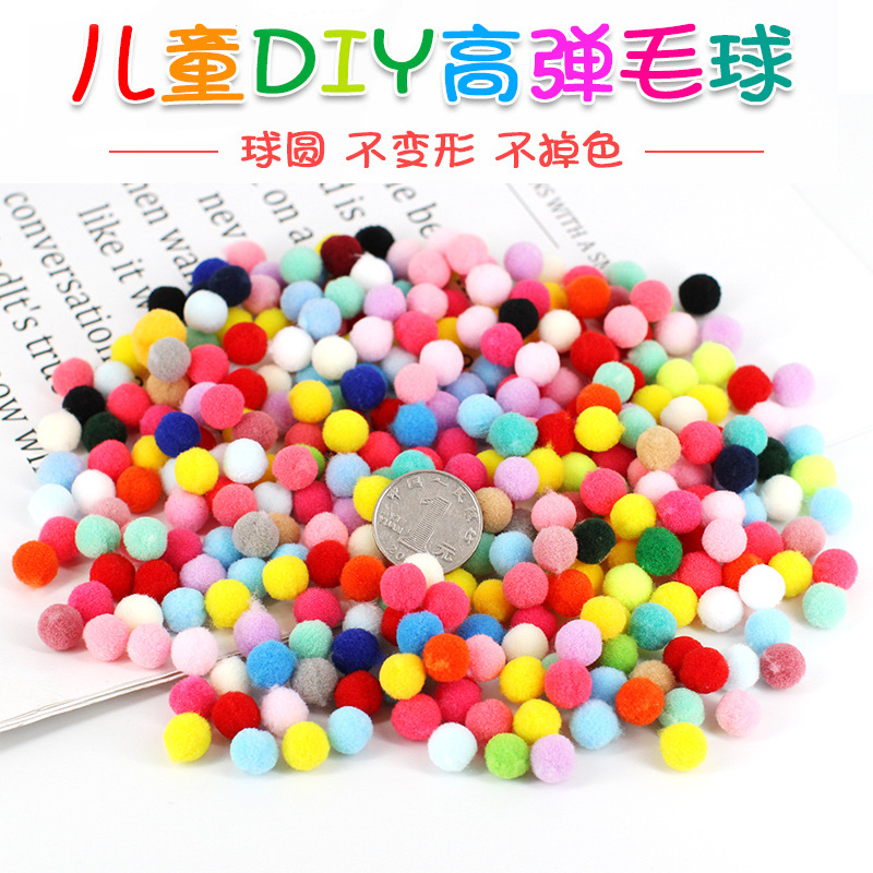 High Elastic Hair Ball Color Pompons Polypropylene Fiber Hairy Ball DIY Hair Root Twist Stick Accessories Kindergarten Handmade Material