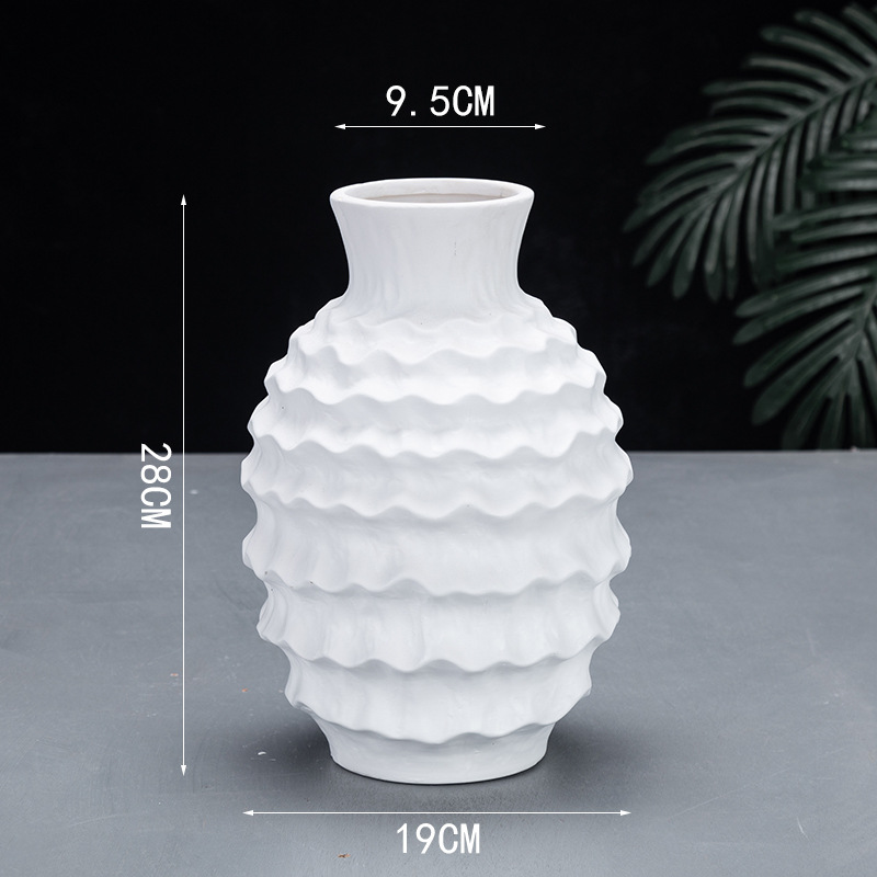 Creative Nordic Solid Color Irregular Wave Ceramic Vase Minimalist Soft Decoration Home Model Room Decoration