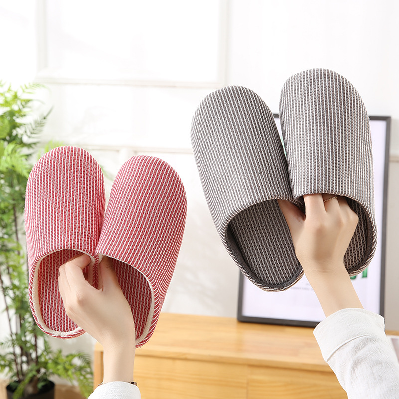 Machine Washable Soft Bottom Japanese Home Wooden Floor Silent Indoor Slippers Spring and Summer Men and Women Cotton Slippers Home