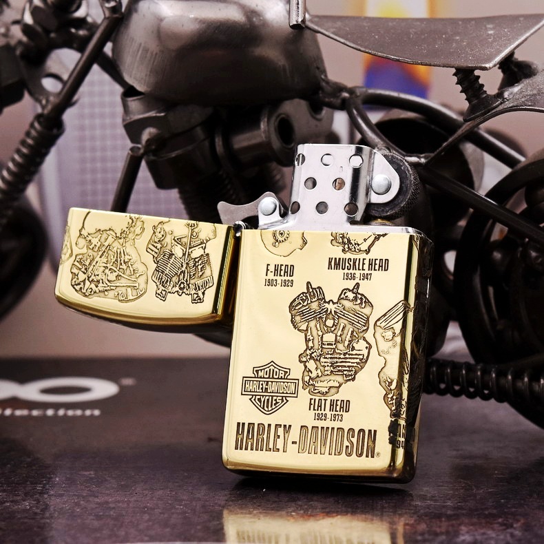 zippo 纯铜纤巧窄机 哈雷戴维森 历代发动机