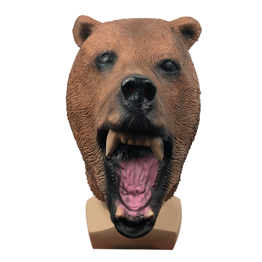 可爱棕熊动物面具头套 化妆舞会搞笑狗熊头饰 万圣节派对表演道具