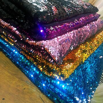 5mm七彩婚纱珠片布双色鱼鳞片亮片绣布料珠片绣花面料