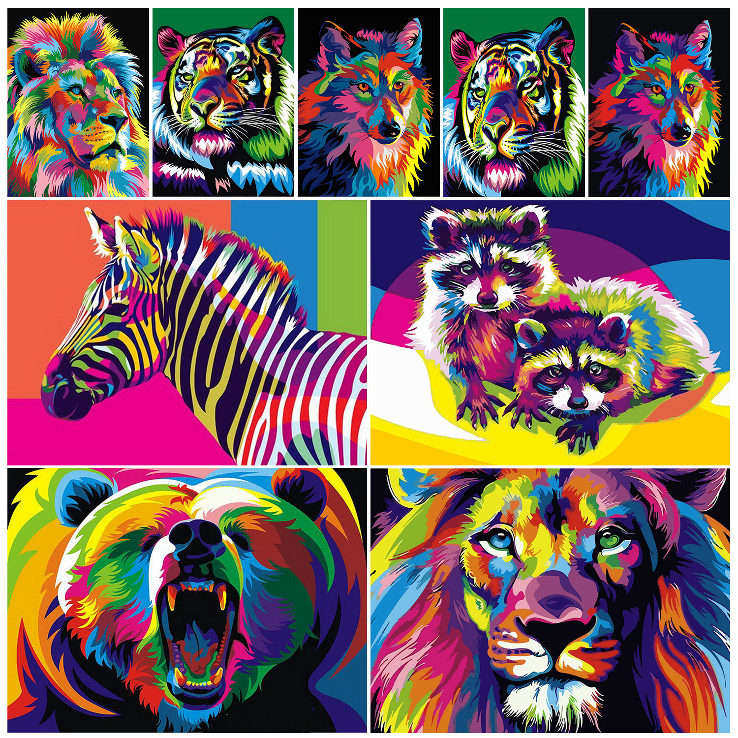 厂家批发diy数字油画彩绘动物40*50cm无带木框风景动物填色装饰画