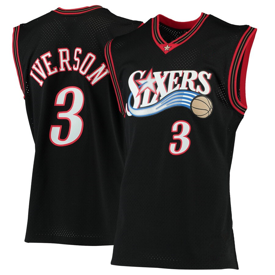 76人 #3 allen iverson philadelphia 76ers艾弗森复古刺绣篮球衣