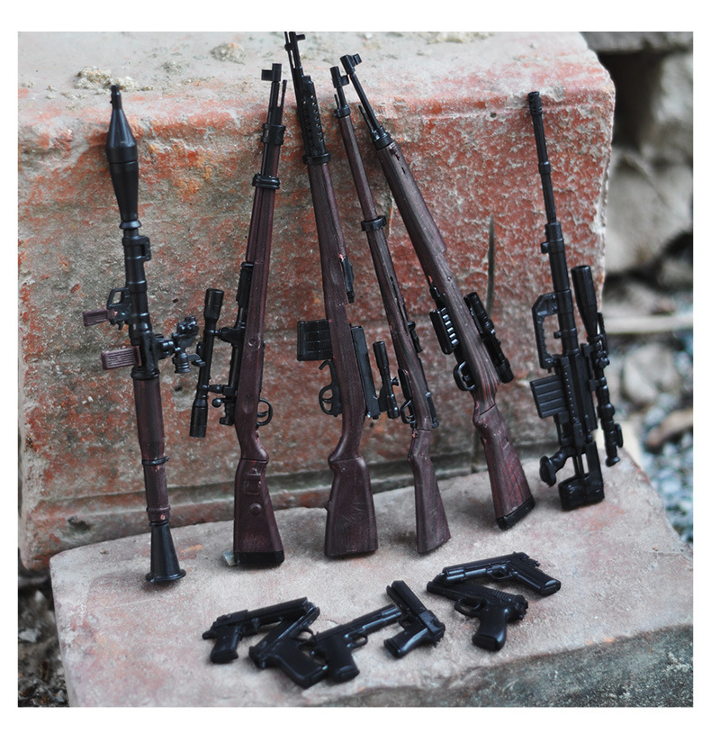 乐加1:6拼装4d枪模型6件套 98k狙击步枪兵人武器 男孩子军事玩具