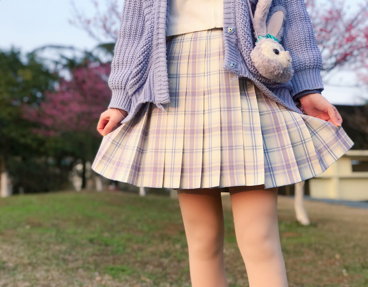 日系学院高腰格子【星野】格裙 jk制服裙 半身裙百褶裙百折裙校服