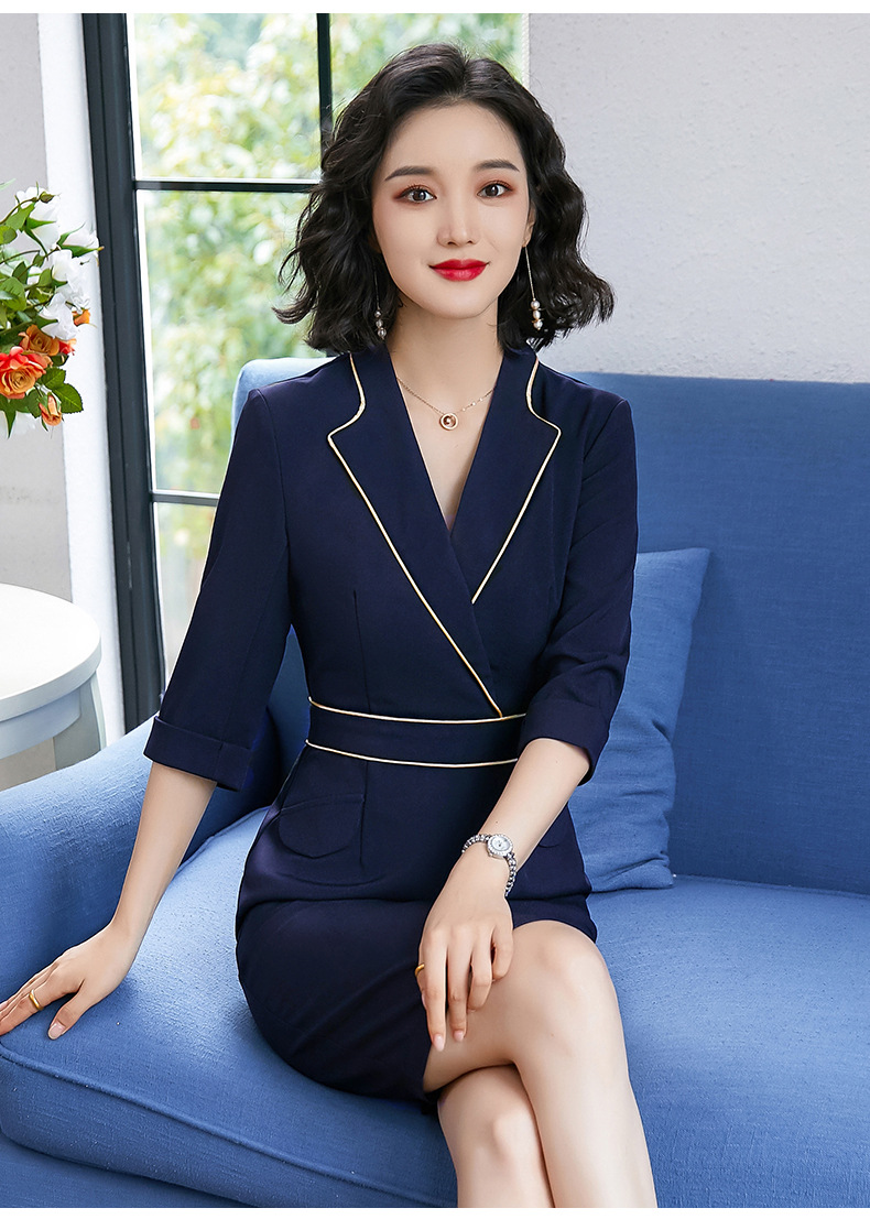 2020韩版女装修身职业连衣裙女2020春季时尚气质裙子美容师工作服
