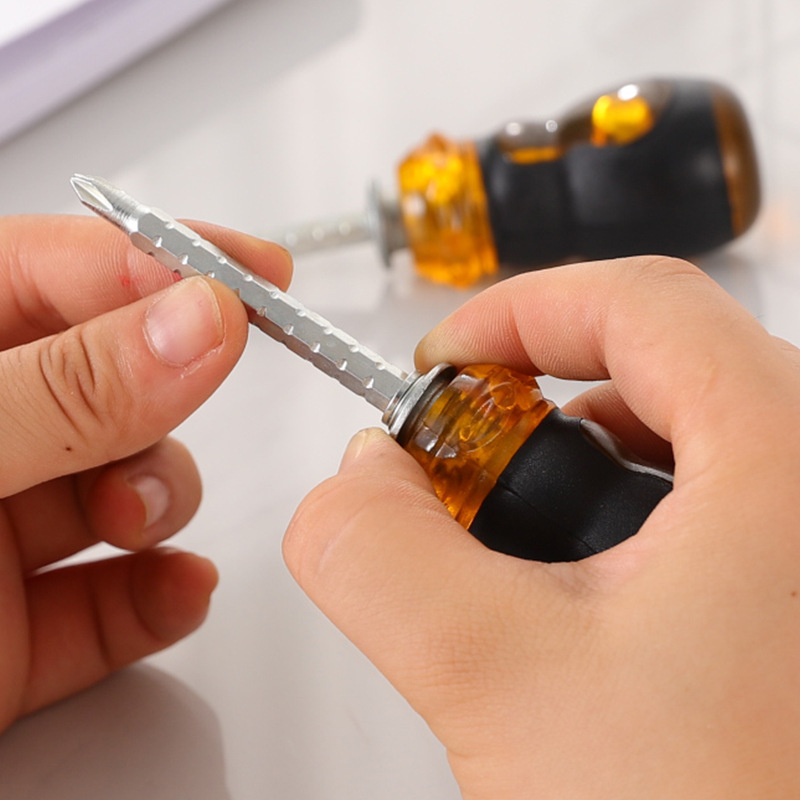 萝卜头短螺丝刀短柄螺丝批超短十字一字可伸缩迷你两用小起子改锥