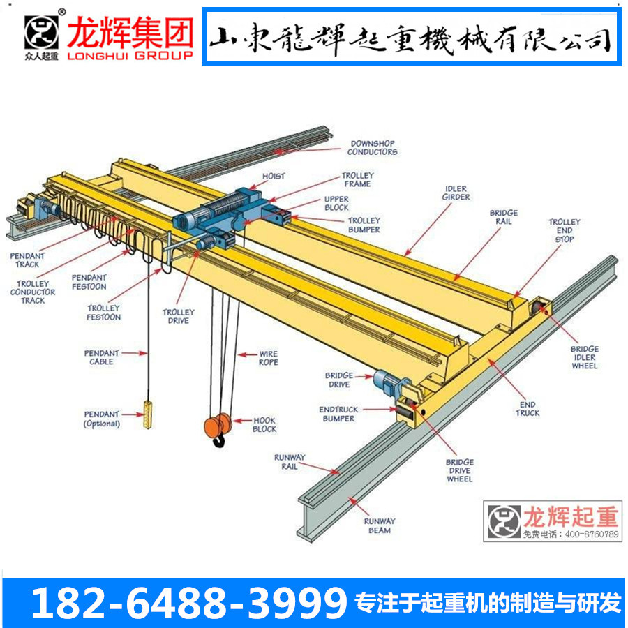 3吨5吨10吨125吨15吨20吨欧式双梁起重机qd型欧标起重机