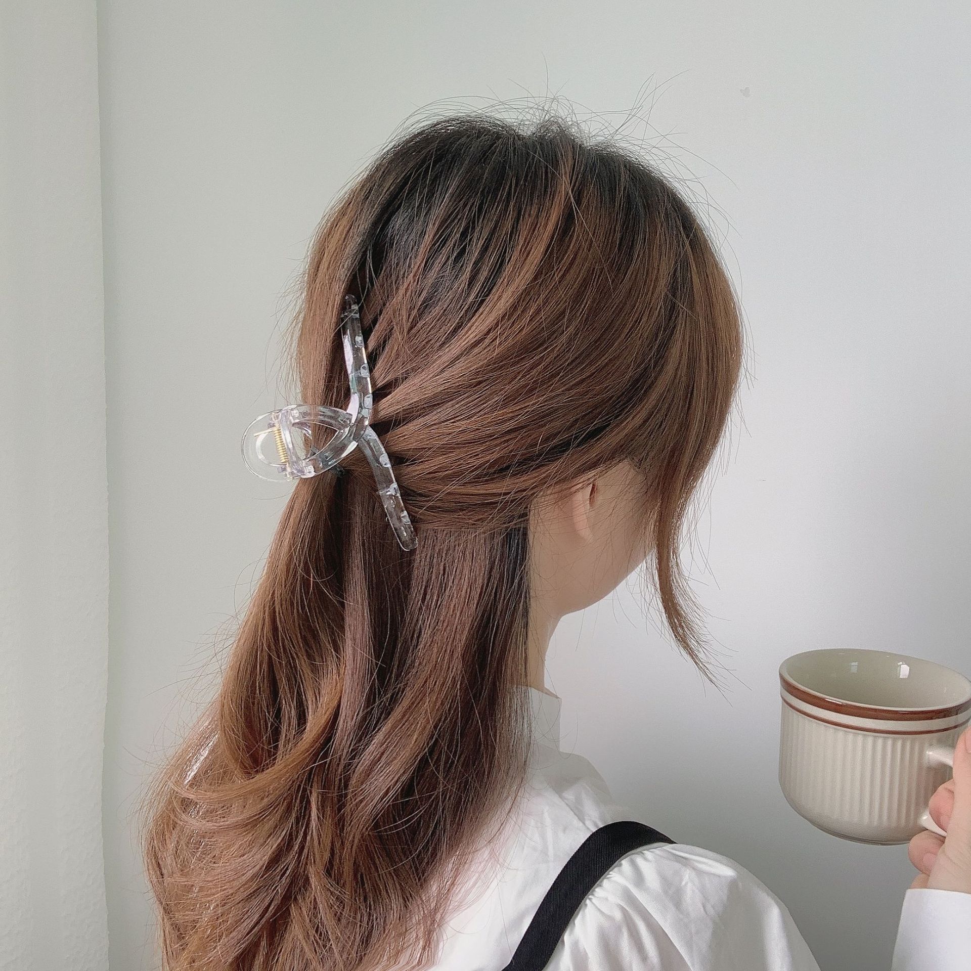 法式复古珍珠抓夹大号马尾夹后脑勺韩国优雅气质鲨鱼夹头饰发夹