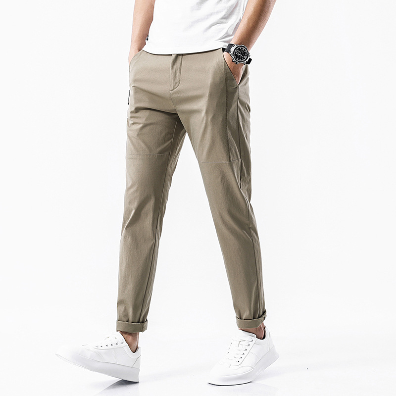 男裤直筒休闲裤2021夏季新款男士修身薄款韩版 松九分裤男装-报价