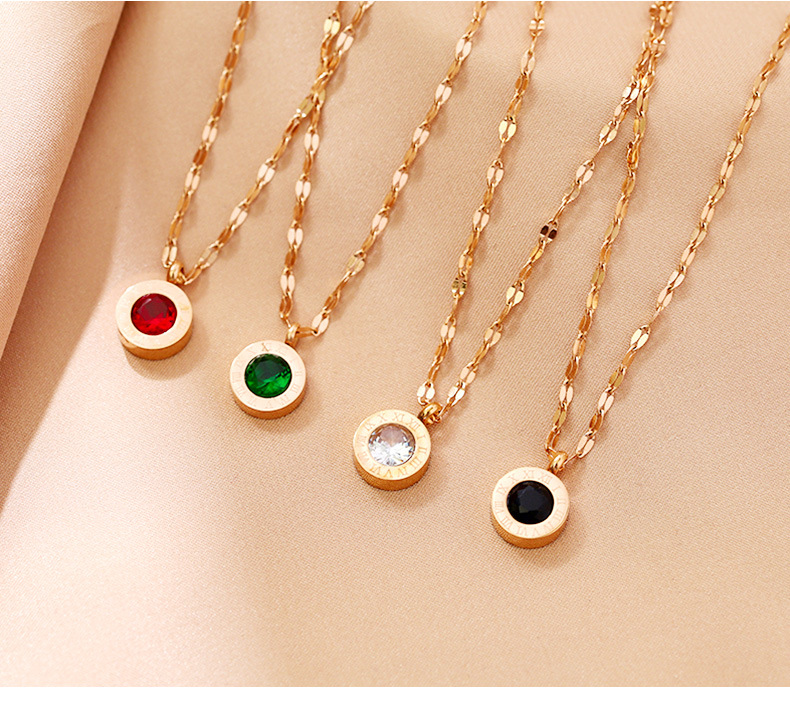 2020新款彩钻罗马数字钛钢项链女潮个性锁骨链百搭气质网红颈链