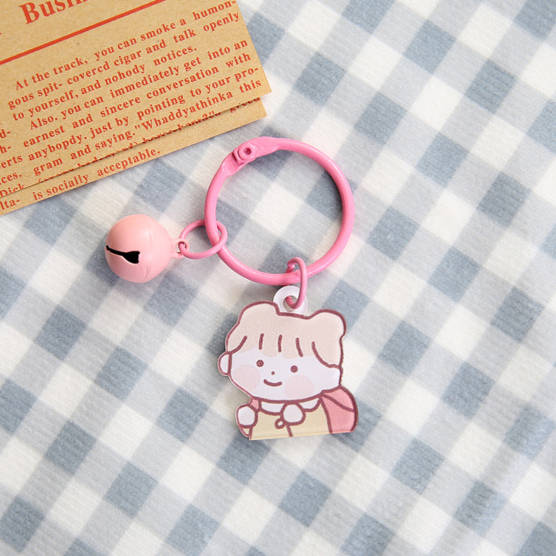 INS Cartoon Acrylic Keychain Cute Girl Bear Color Bead Necklace Keychain Handbag Pendant Key Chain