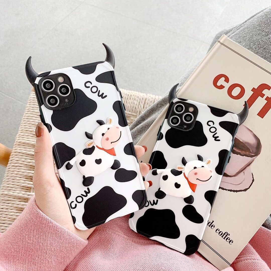 牛年立体奶牛角苹果xs适用iphone12/11pro max手机壳87plus防摔xr