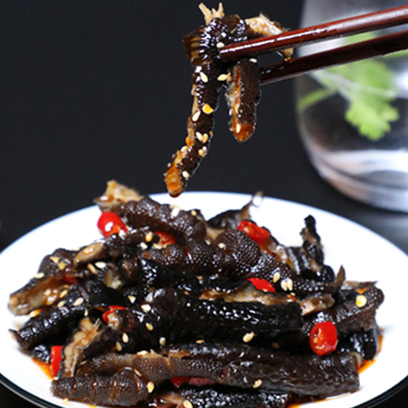 麻辣无骨鸡爪去骨黑鸡脚脱骨黑凤爪酒店商用冷冻即食袋装无骨鸡爪