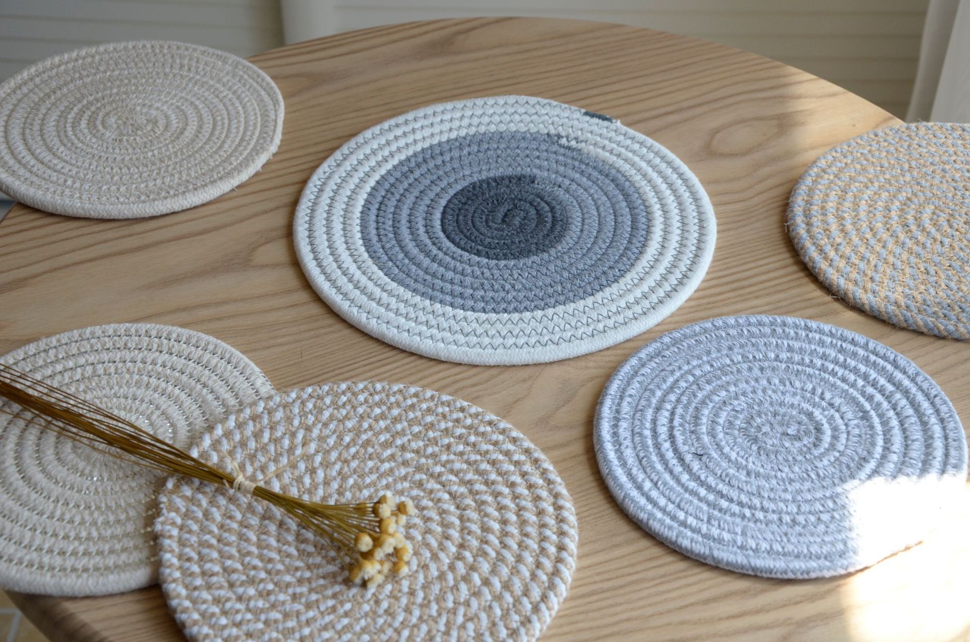 日式棉线餐垫手工编织 杯垫碗盘锅垫加厚隔热垫 北欧简约棉麻桌垫