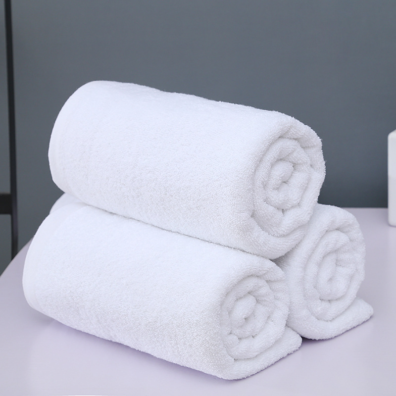 White Bath Towel 350G Thin Hotel Hotel Bath Beauty Salon Special White Bath Towel Towel Embroidered Logo