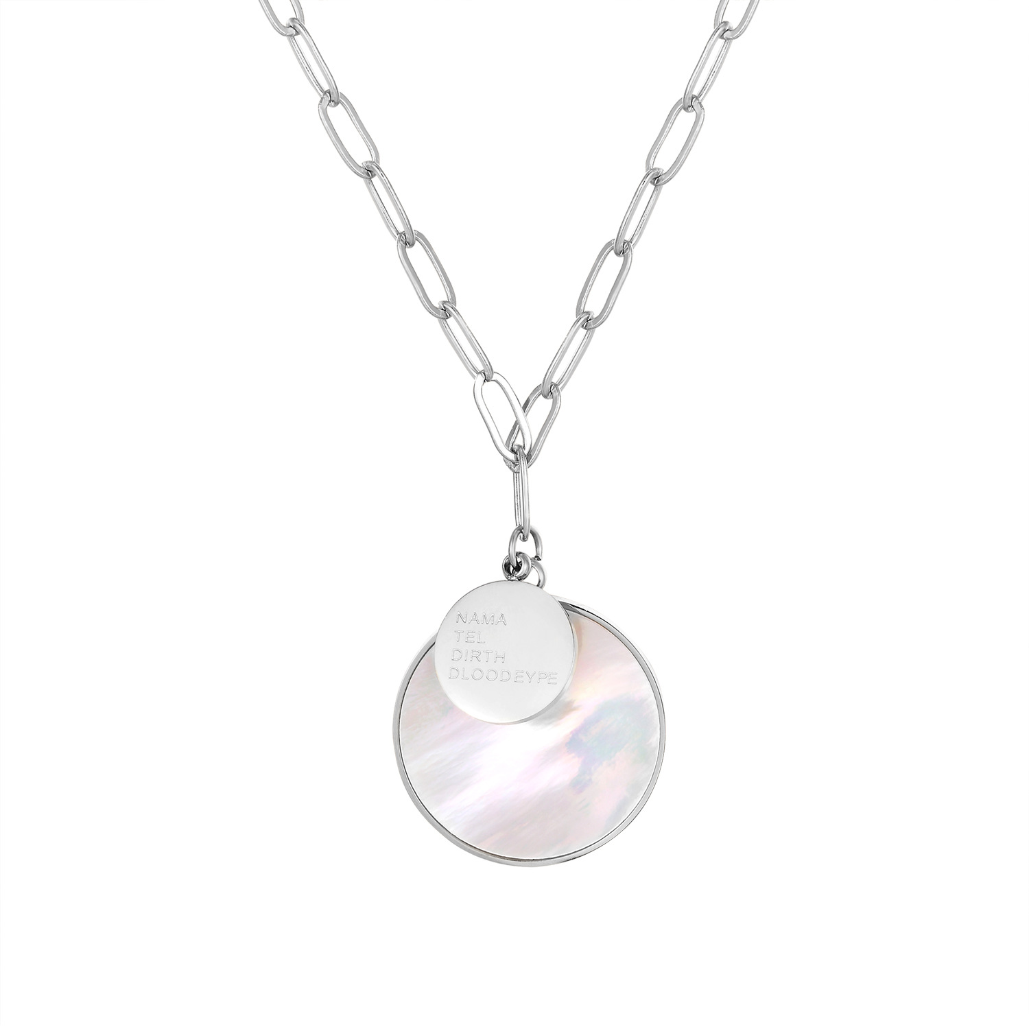 厂家直供韩版新款英文字母圆牌白贝壳项链简约百搭女锁骨链网红链