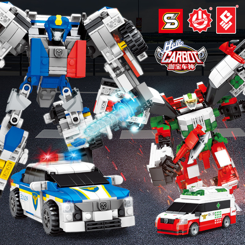 s牌加致咖宝车神儿童智力拼装变形汽车机器人积木男孩拼插玩具车