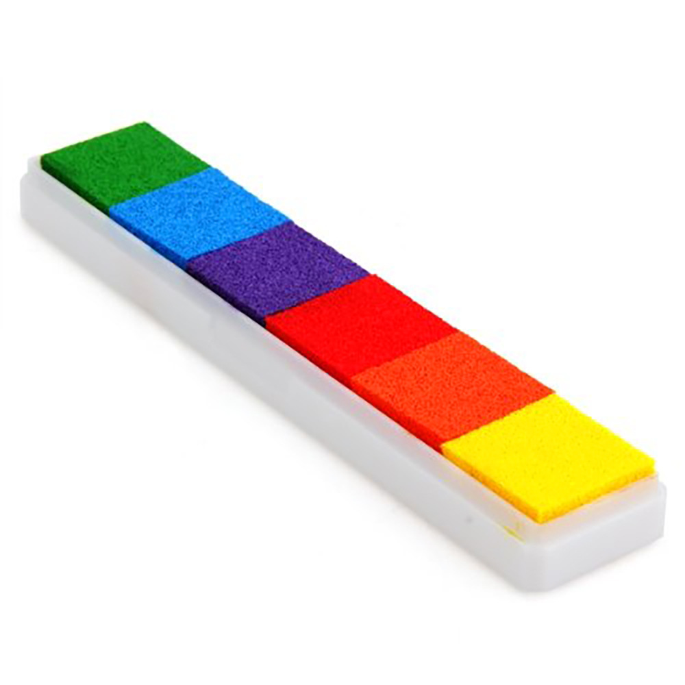 热销可爱长条形六色长条印台小印泥手指画印油彩色印台一件代发