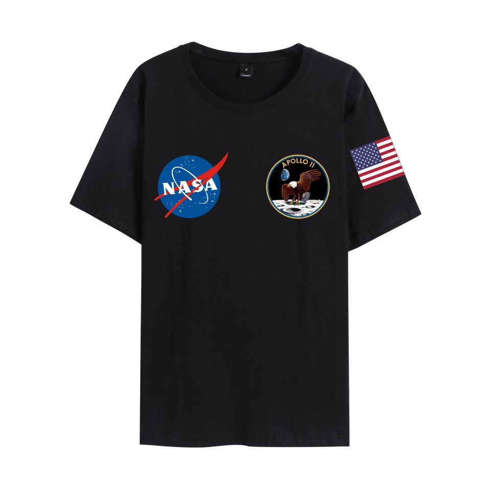 跨境外贸 美国宇航局nasa太空 短袖男女休闲运动纯棉t恤 厂家批发