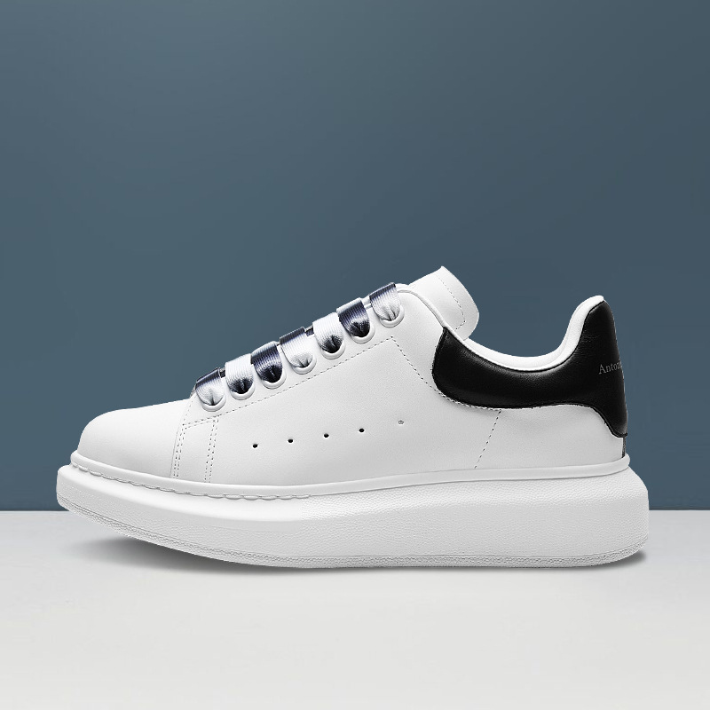 麦昆小白鞋真皮厚底内增高女鞋子2021新款潮鞋秋季百搭同款白鞋m