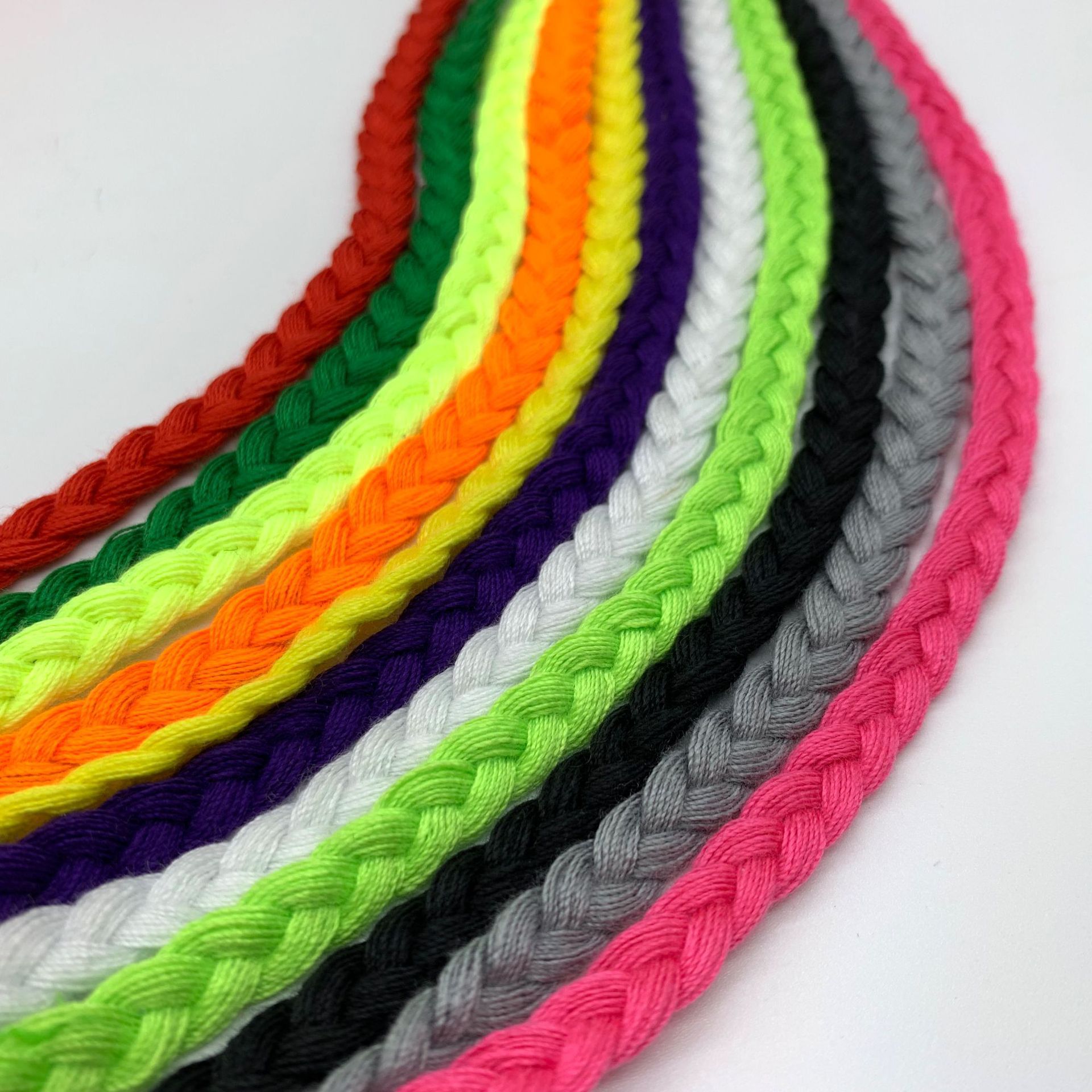 3股纯色编织织带8mm辫子绳涤棉辫子绳 12色现货