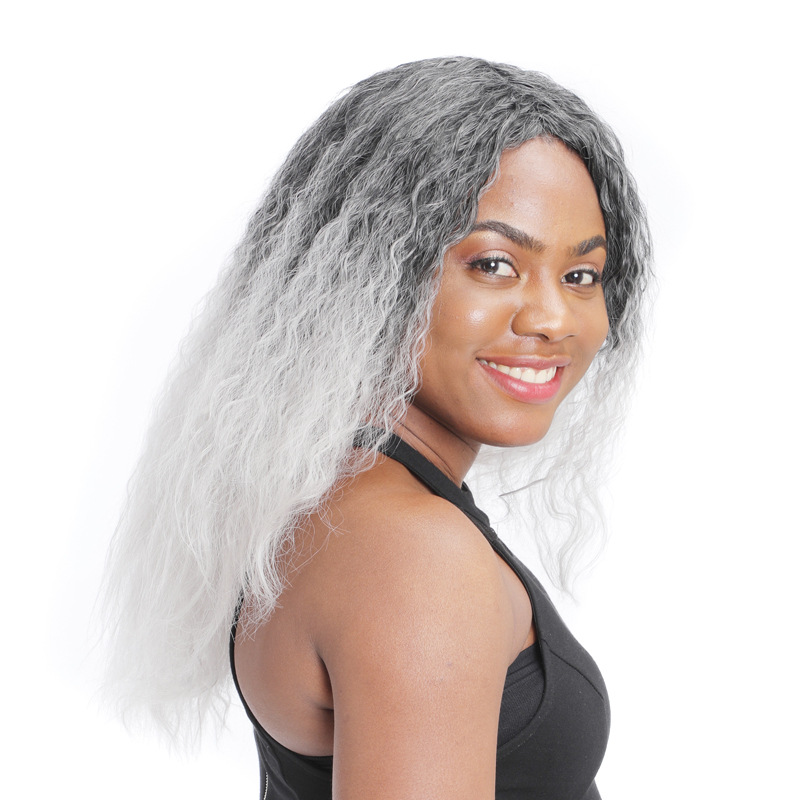 外贸头套玉米烫长卷发假发头套羊毛卷中分长发头套蓬松卷卷发头套