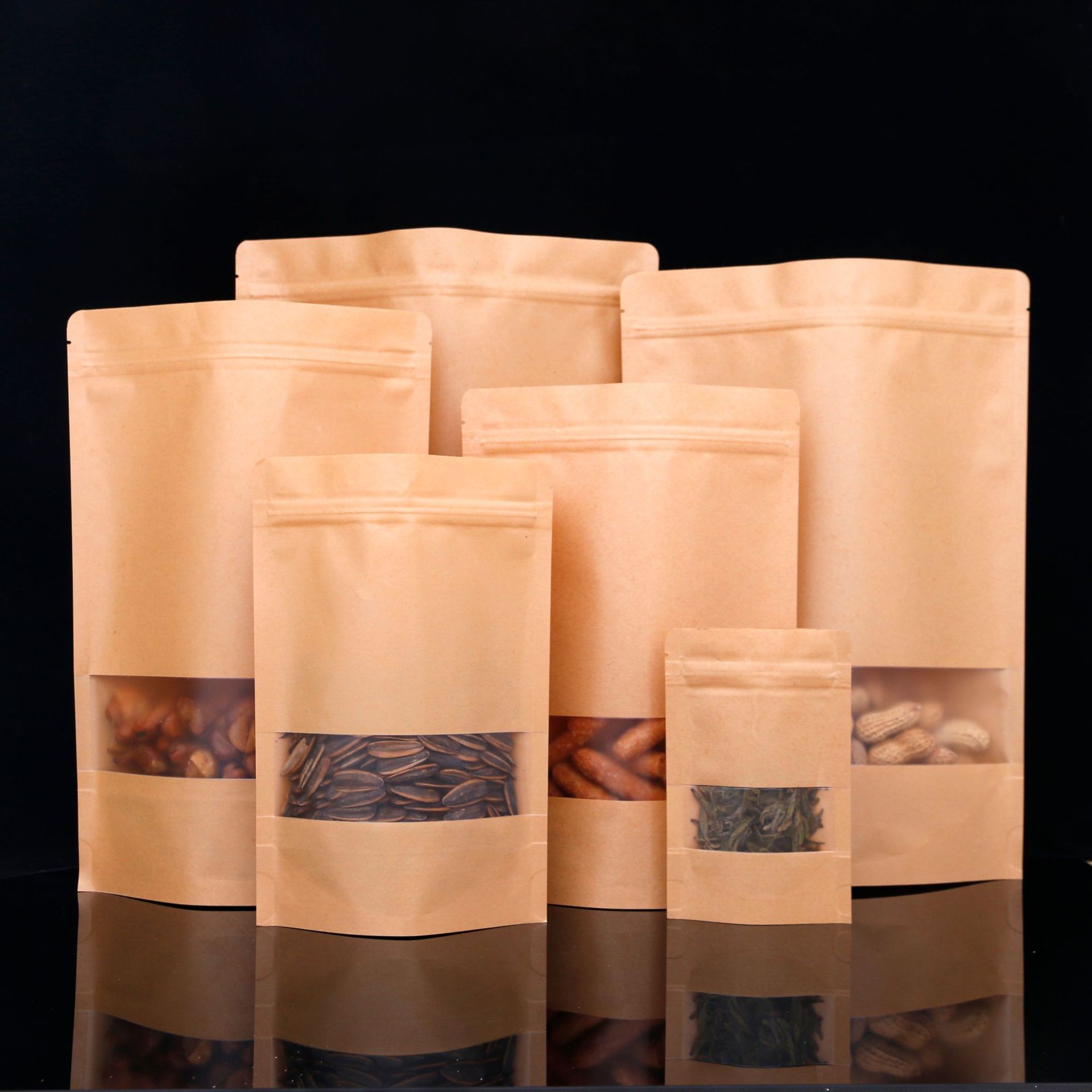 磨砂开窗牛皮纸袋定制自立自封袋食品袋干果茶叶密封包装袋子定做