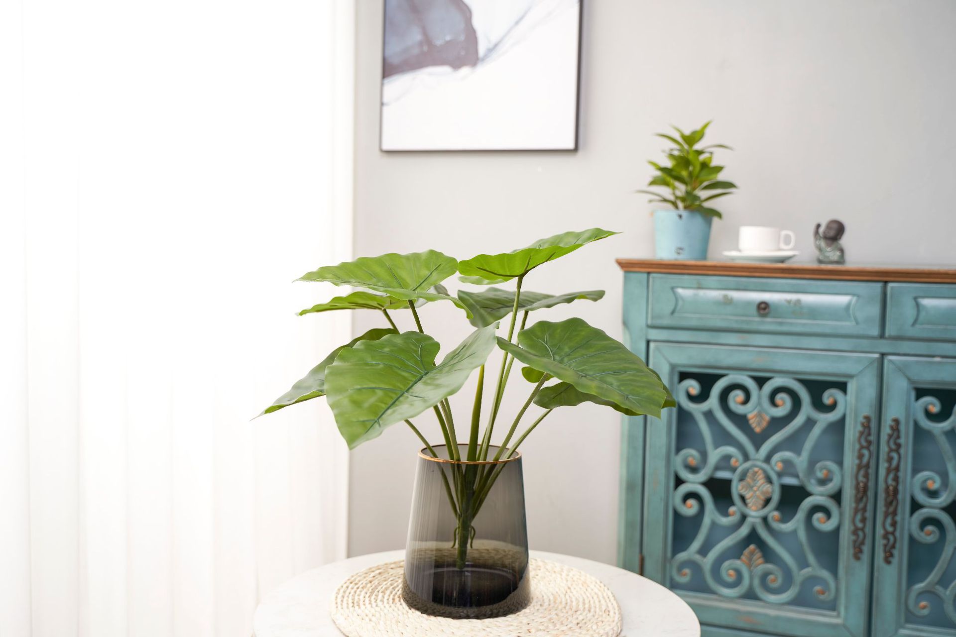 仿真龟背竹 绿化装饰 滴水观音假植物软装 假树造景材料工厂直销