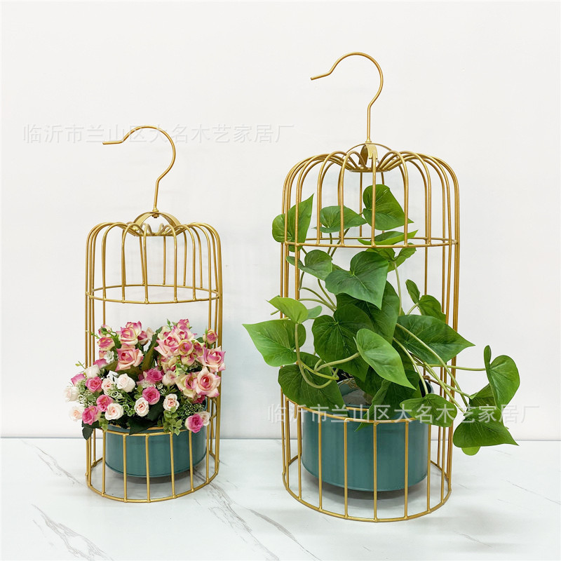 Gardening Decorative Birdcage Flower Stand TikTok Floor-Standing Nordic Frame Flower Pot Creative Iron Home Pot Storage