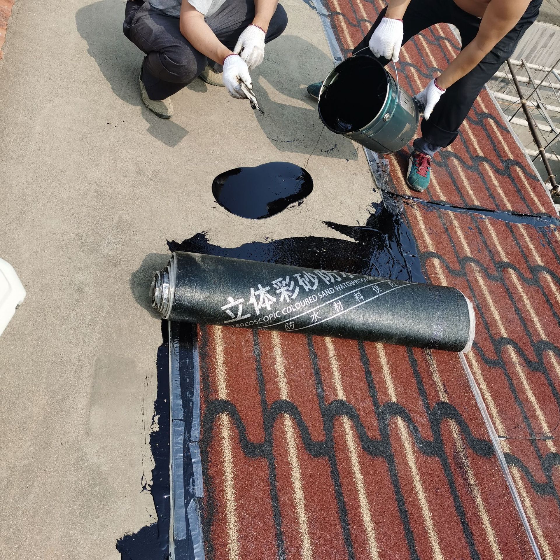 sbs立体彩砂防水卷材 改性沥青防水卷材平房屋顶用