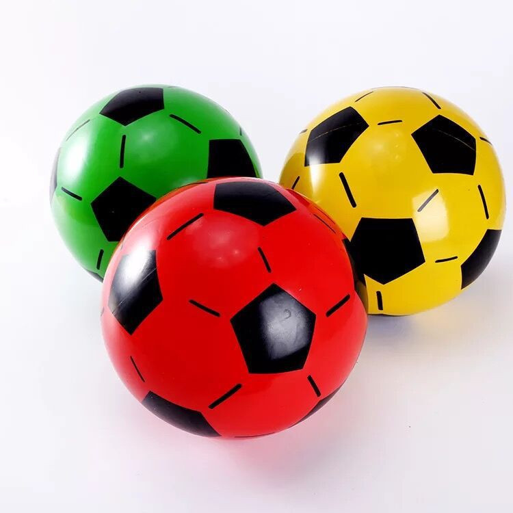 Factory Wholesale 22cm Rubber Ball Children's Inflatable Toy Football PVC Inflatable Color Football Elastic Football