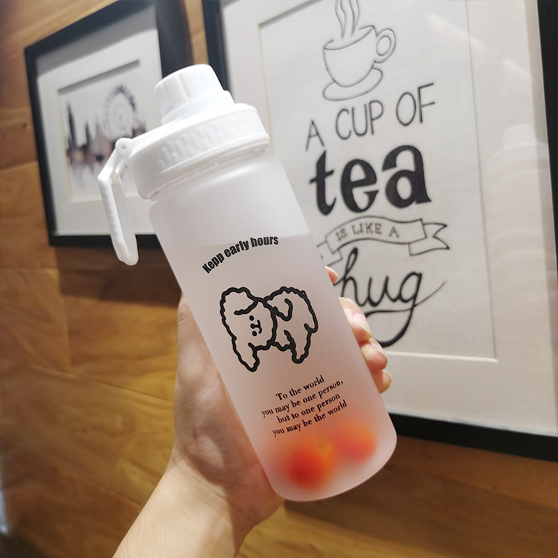 Creative Personality Trendy Girl's Heart Net Red Frosted Cup Straw Water Cup Female Glass Cute Portable Student Cup