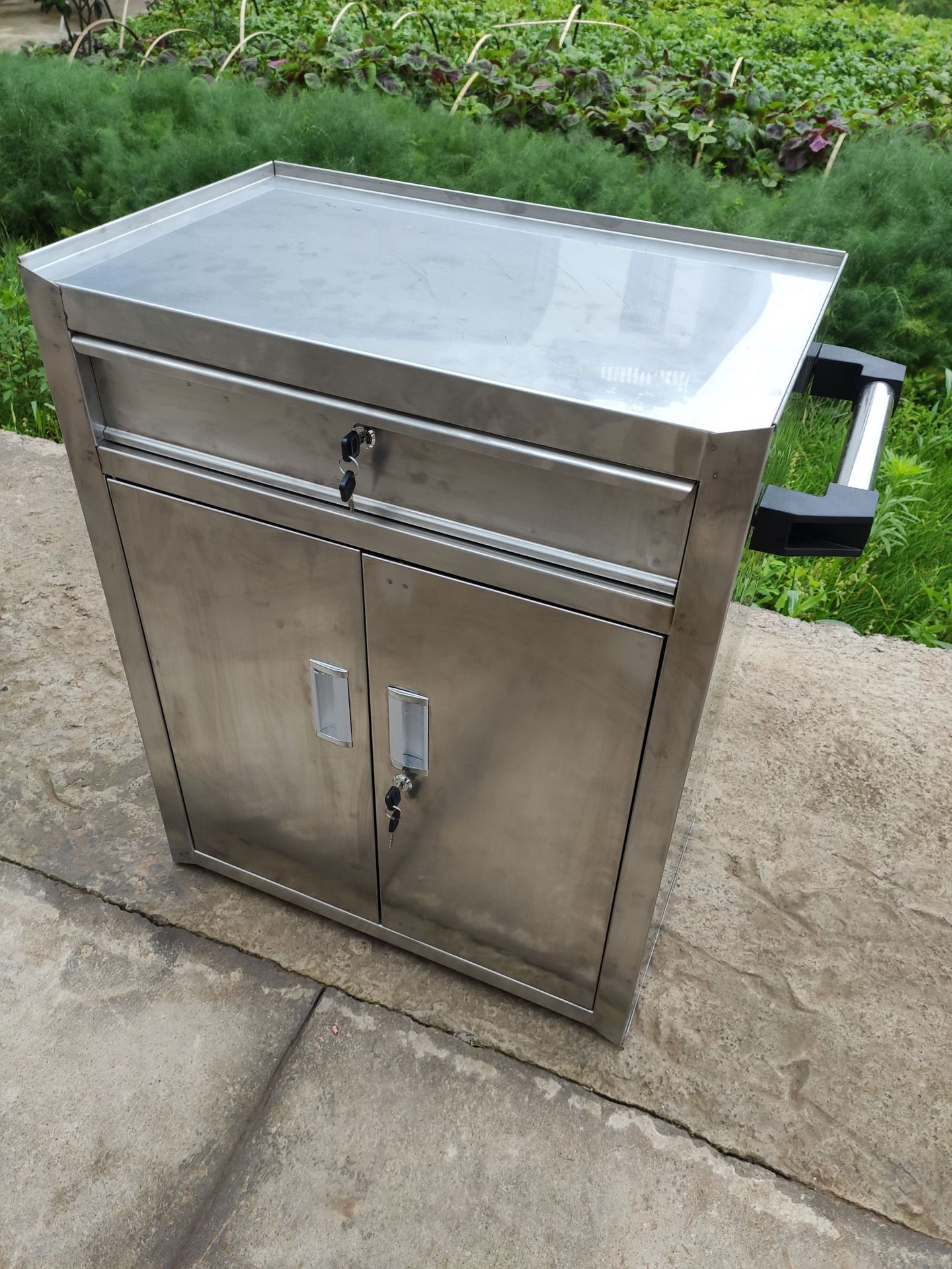 304不锈钢工具柜 带抽屉文件矮柜带锁收纳储物活动柜 重型工具柜