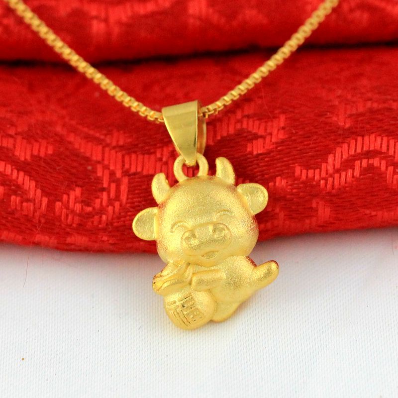 仿黄金生肖牛吊坠2021年新款沙金牛首饰情侣12生肖金牛坠子工厂