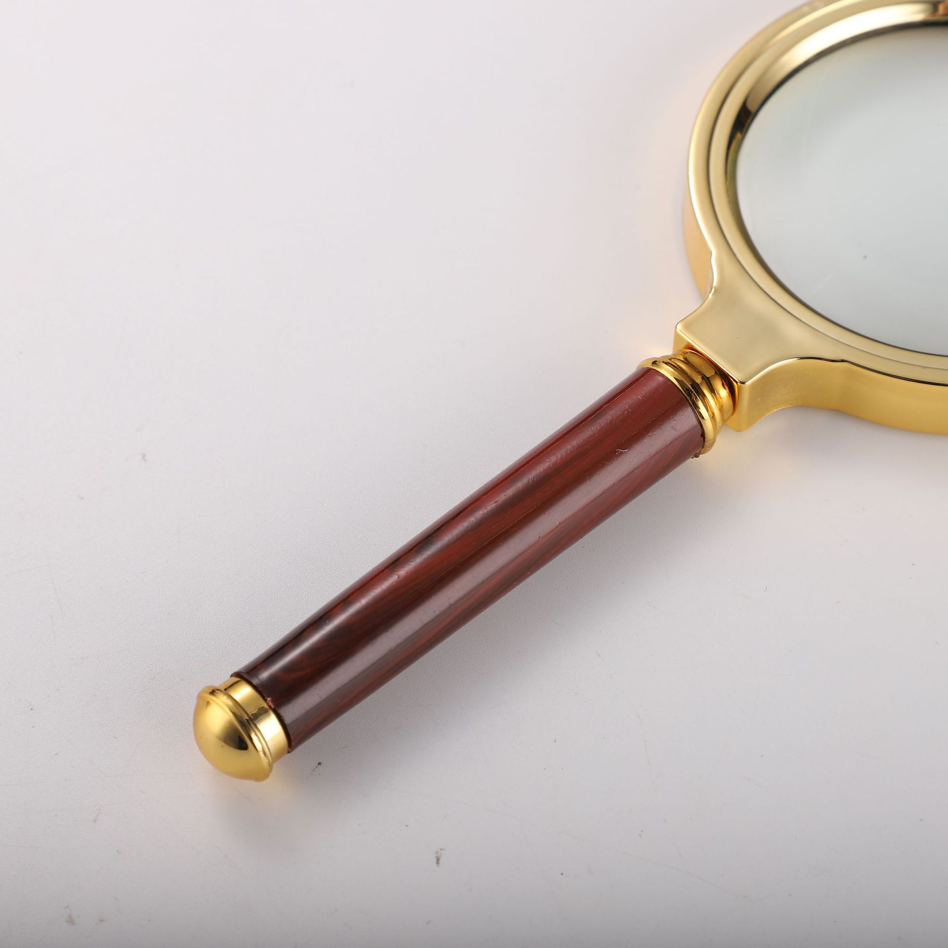 直柄木柄放大镜手持式5倍放大镜阅读文字放大器户外取火聚焦镜