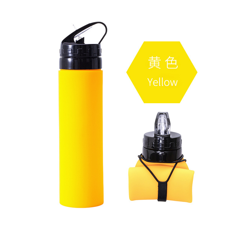 Spot Customizable Color Cross-Border Silicone Sports Kettle Foldable 600ml Large Capacity Outdoor Gift Cup