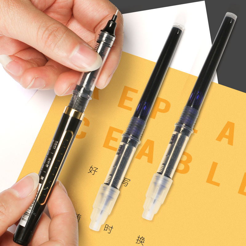 得力s659直液式走珠笔替芯 0.5mm针管型黑色中性笔水笔签字笔笔芯