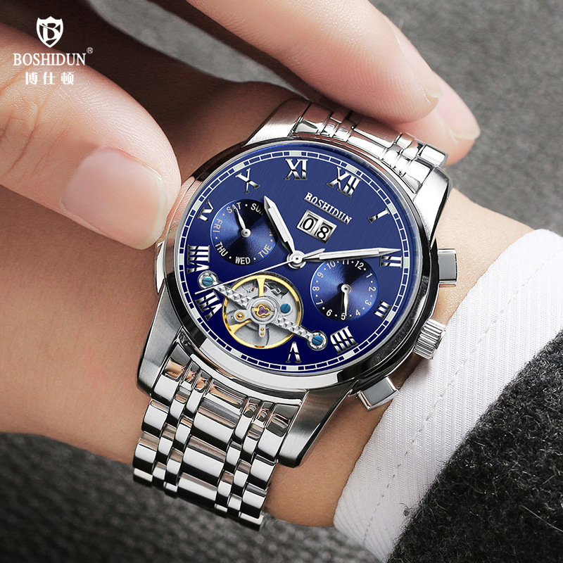 博仕顿手表男士手表全自动机械表男时尚镂空多功能防水夜光男表